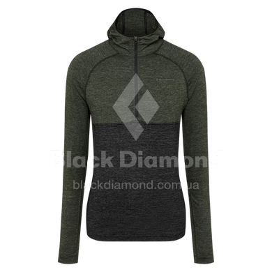 Чоловічий джемпер з рукавом реглан Black Diamond Solution Wool Baselayer Half Zip Hoody, L - Black / Cypress (BD 7600229228LRG1)