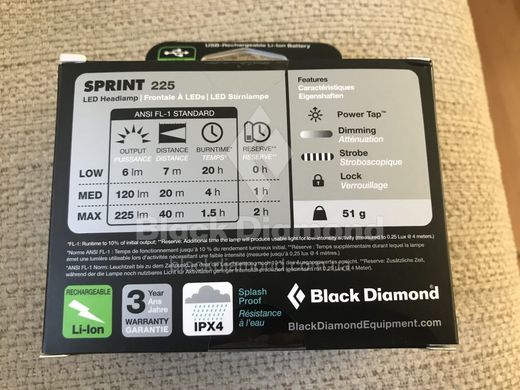 Налобний ліхтар Black Diamond Sprint, 225 люмен, Graphite (BD 620653.0004)